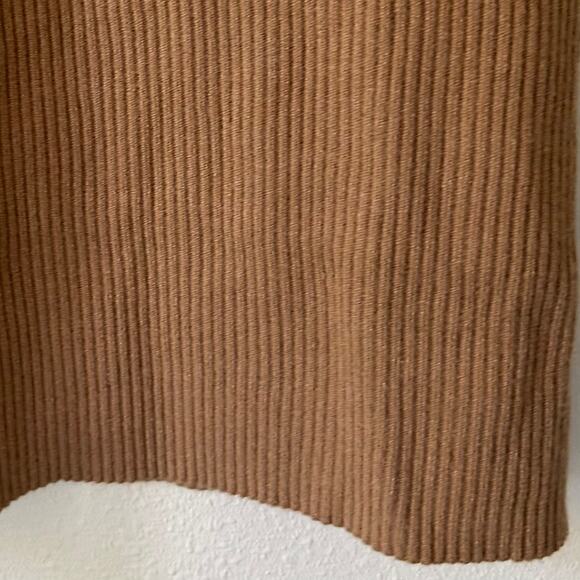 Mod Ref Janine sheath midi ribbed sweater dress neutral minimalist fall brown M - Picture 5 of 11